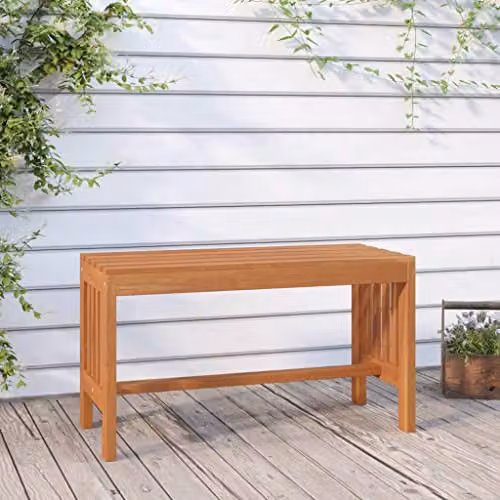 vidaXL Garden Bench in Brown Solid Eucalyptus Wood, W: 80 cm, H: 45 cm, D: 35 cm – 2