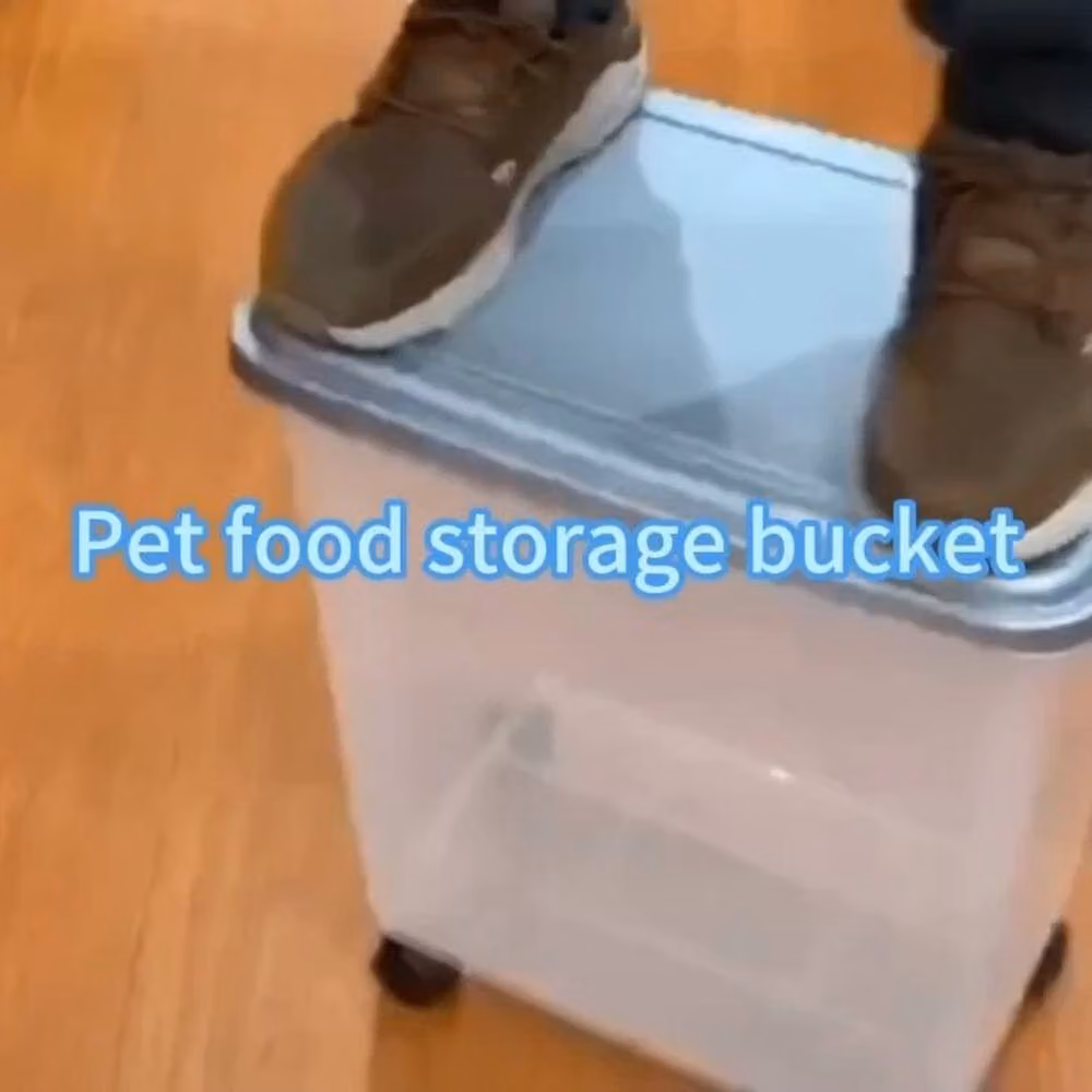 NESTLUNE Airtight Wheeled Plastic Pet Food Storage Bin, Grey, 15 kg, W/D/H: 100 x 100 x 100 cm – 2