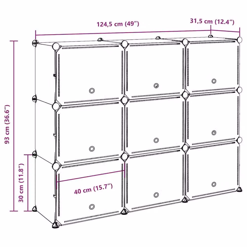 Berkfield Home 9-Cube Storage Organiser with Hinged Doors, Black – 6