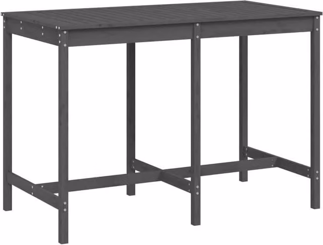 Berkfield Home Grey Rustic Solid Pine Garden Table, W/D/H: 159.5 x 82.5 x 110 cm