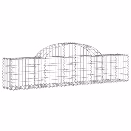vidaXL Arched Gabion Baskets, 25 Pieces, Silver Galvanised Steel, W: 200 cm, D: 30 cm, H: 40/60 cm – 1