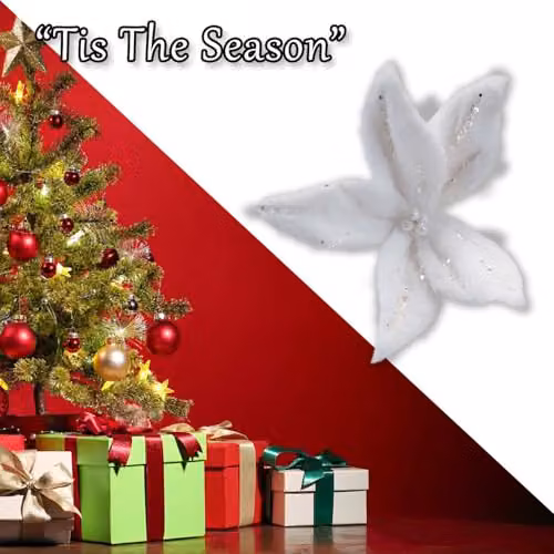 VFM e-Store White Poinsettia Floral Christmas Pendant Decoration, W/D/H: 16 x 8 x 8 cm – 4