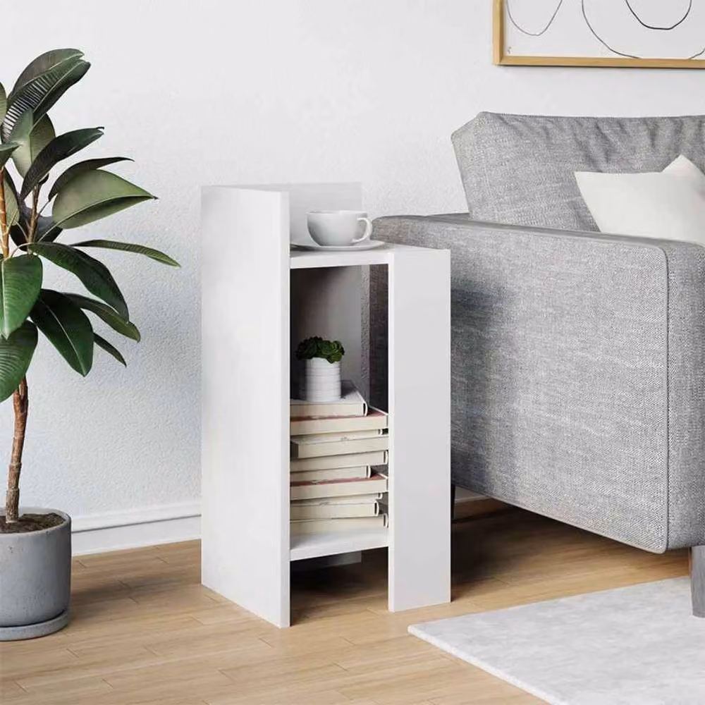 Berkfield Home Side Table with Shelf, White, W: 25.5 cm, D: 27.0 cm, H: 60.0 cm – 2
