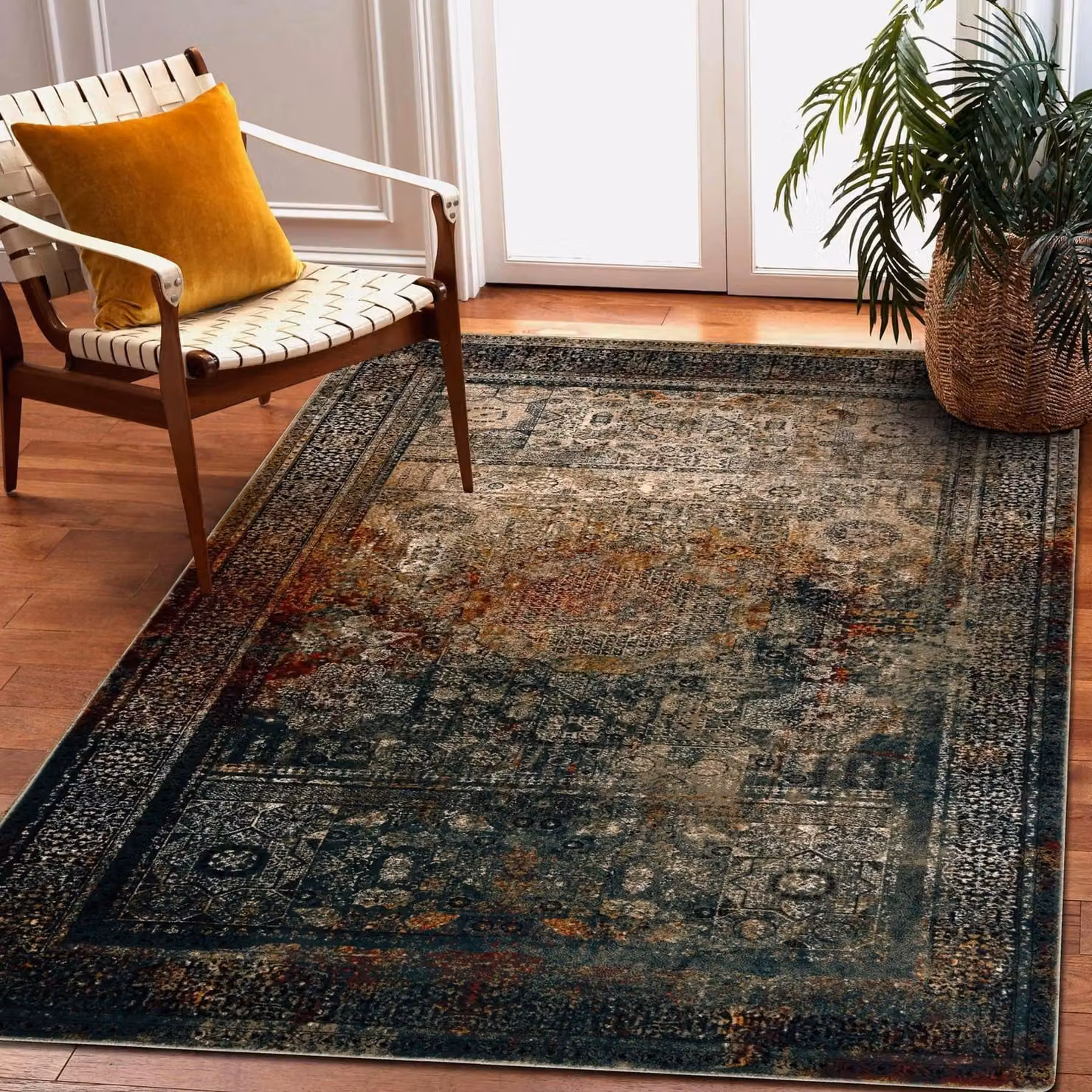 RugsX Wool Omega Rectangular Rug in Green and Multicolour, W: 150 cm, D: 100 cm – 3