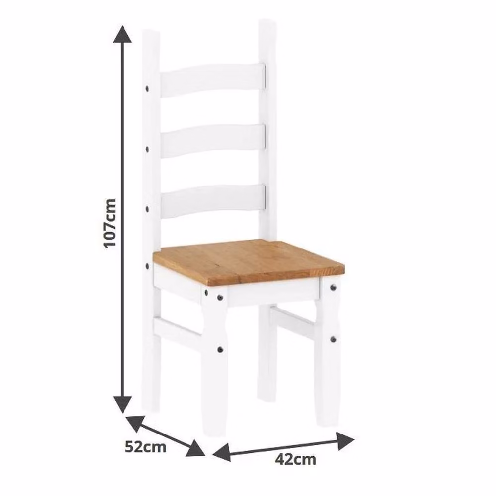 FORGEVIO Set of 2 White Painted Slat Back Mexican Solid Wood Dining Chairs – 2