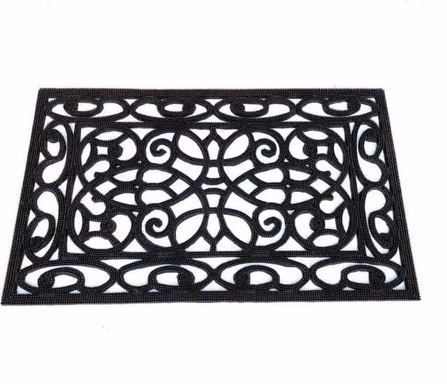 SPETLEK Round Rubber Backed Door and Floor Mat in Black, Diameter: 100 cm – 1
