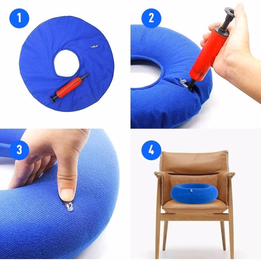 NESTLUNE Inflatable Blue Vinyl Donut Cushion Pillow Seat, W: 100 cm, L: 190 cm – 2