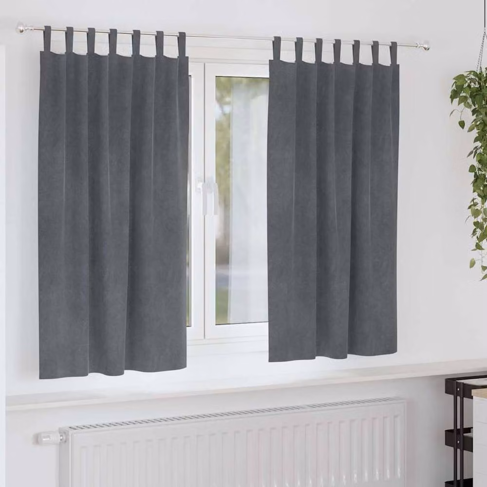 Berkfield Home Elegant Grey Blackout Curtains with Hanging Loops, 2 Pack – 2