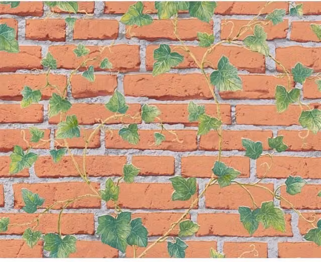 A.S. Création Ivy Brick Design Botanical Floral Wallpaper in Red, Green and Grey – 1