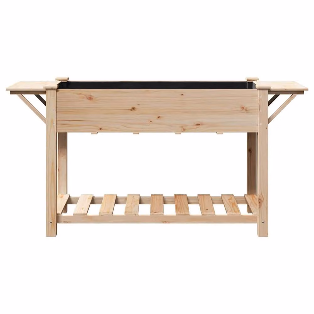 Berkfield Home Stylish Garden Planter with Shelves in Beige Solid Wood, W/D/H: 155 x 59 x 76.5 cm – 3