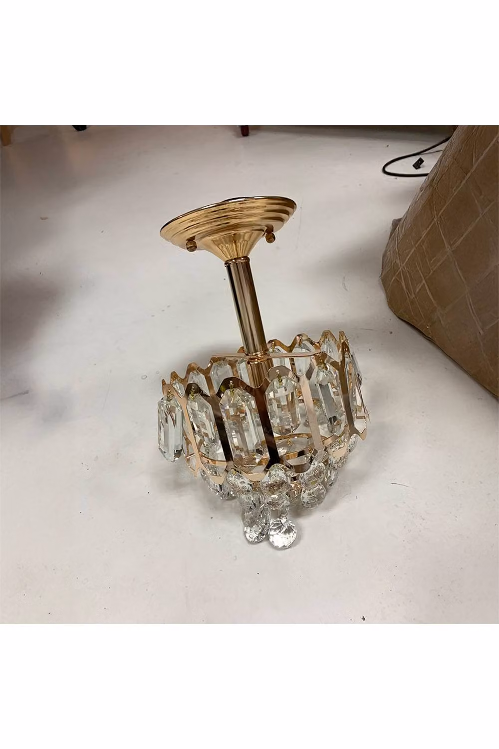 Living and Home Elegant Crystal Pendant Light in Gold and Brass – 3