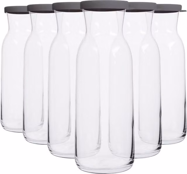 LAV Fonte Glass Carafes with Lids, Grey, 1.2 l, Pack of 6