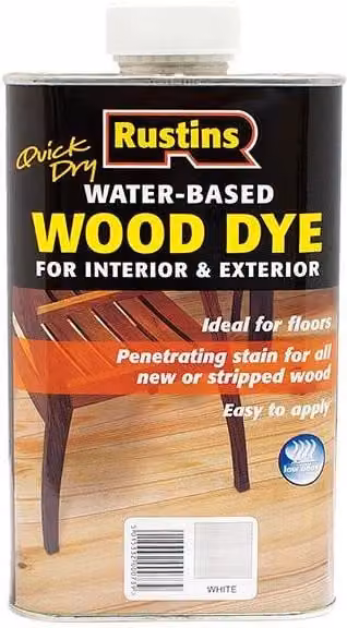 Rustins Quick Dry White Water Based Wood Dye 250 ml – 1