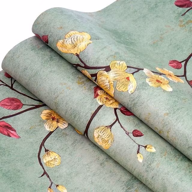 NESTLUNE Green Botanical Floral Self Adhesive Peel and Stick Wallpaper, W: 100 cm, H: 15 cm – 1