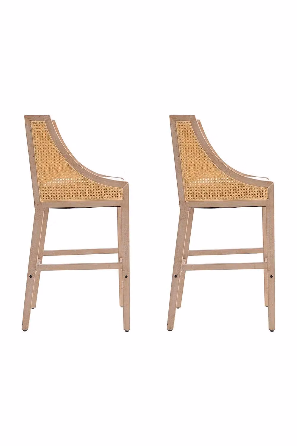 H&O Direct Set of 2 Beige Rattan Bar Stools with Backrests and Armrests – 4