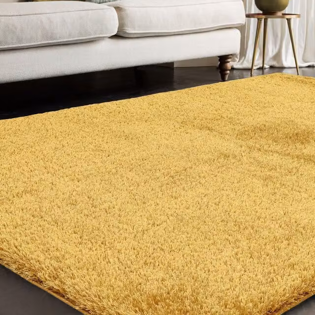 The Rug Shop UK Luxurious Modern Shaggy Gold Area Rug, W: 200 cm, D: 290 cm