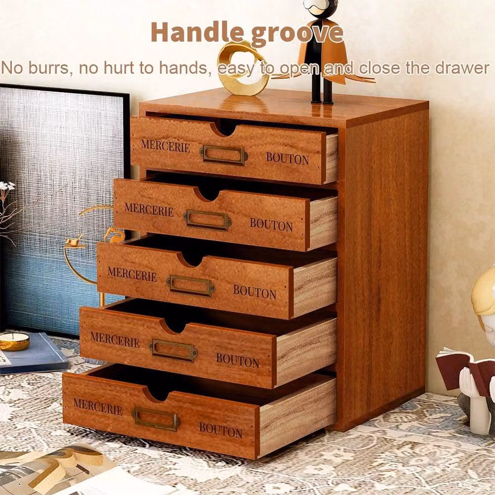 SPETLEK 5 Drawer Chest of Drawers in Brown Wood – 3