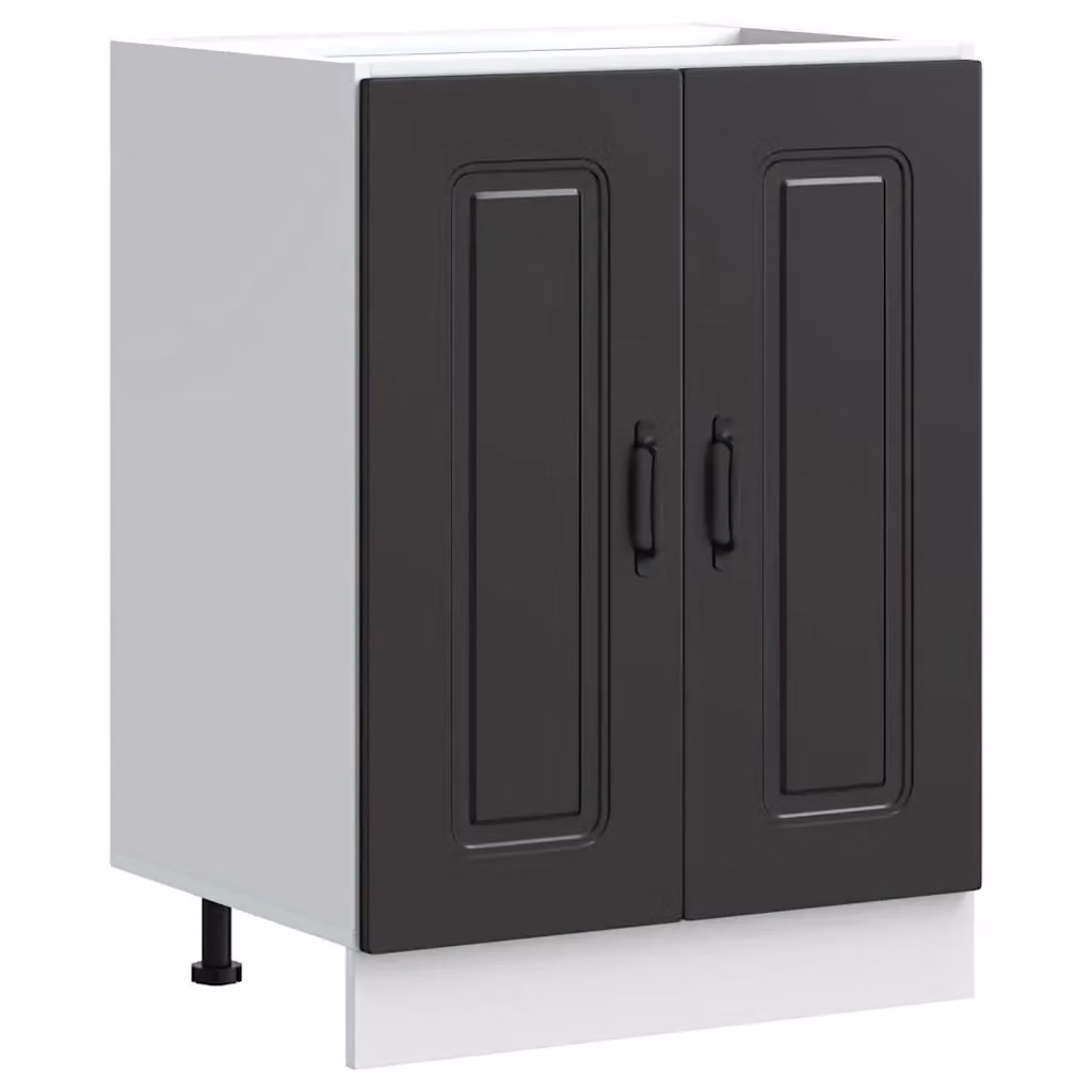 Berkfield Home Kalmar Black Matt Sink Base Cabinet W/D/H: 60 x 46 x 81.5 cm – 2