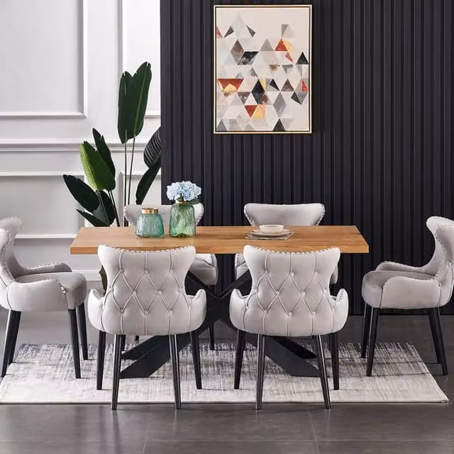 Life Interiors Oxford Duke LUX Modern Rectangular Dining Set with 6 Chairs in Grey