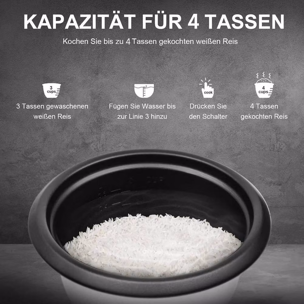 NESTLUNE Electric Rice Cooker and Steamer with Non-stick Tray and Keep Warm Function in Silver – 3