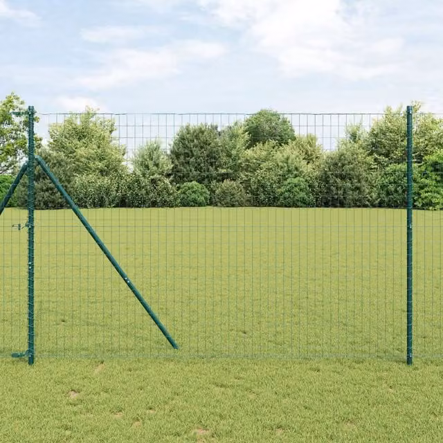 Berkfield Home Euro Fence Green PVC-Coated Steel Rectangular Fencing, H: 1.6 m x W: 10 m