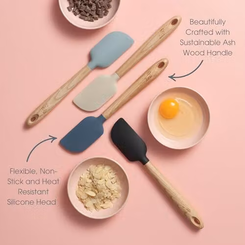 Zeal Silicone Spatula with Wood Handle, Grey, 25 cm – 3