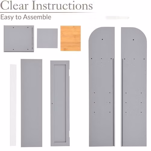 Christow Freestanding Grey Toilet Roll Holder Cabinet with Bamboo Wood Accents and Internal Shelves – 4