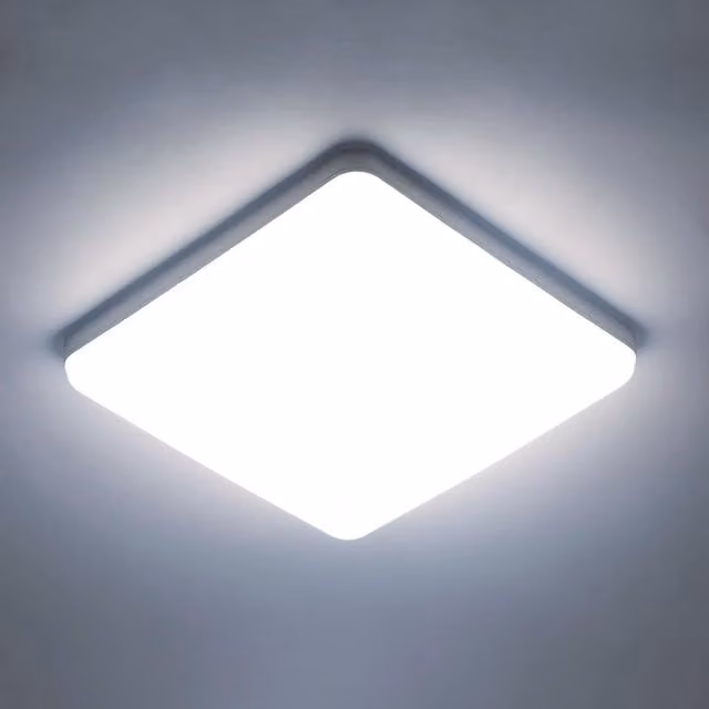 Pheashine Square LED Ceiling Light, 36W, 6500K Cool White, White, W/D/H: 23 x 23 x 3.5 cm