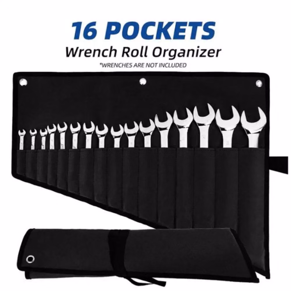 SPETLEK 16 Pocket Wrench Roll Tool Organizer Pouch, Black, W: 52 cm x H: 52 cm – 4