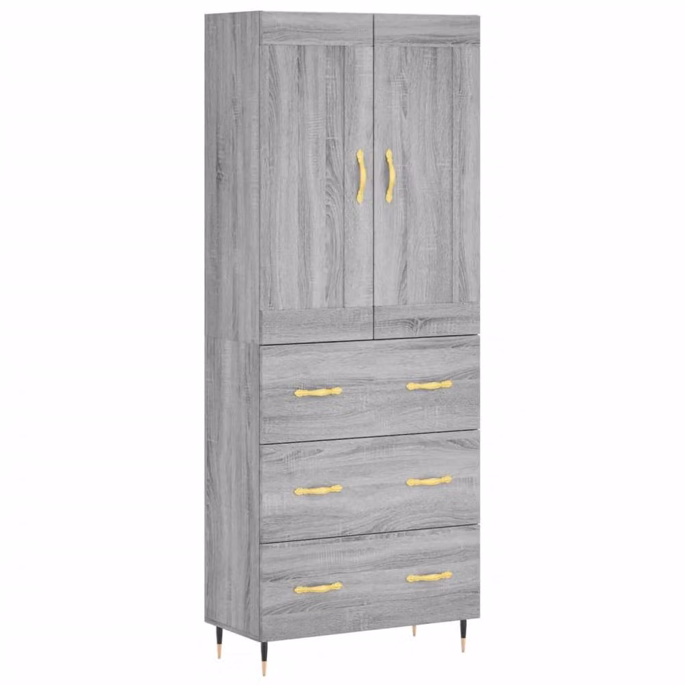 Berkfield Home Grey Sonoma Highboard in Engineered Wood, W/D/H: 69.5 x 34 x 180 cm – 3