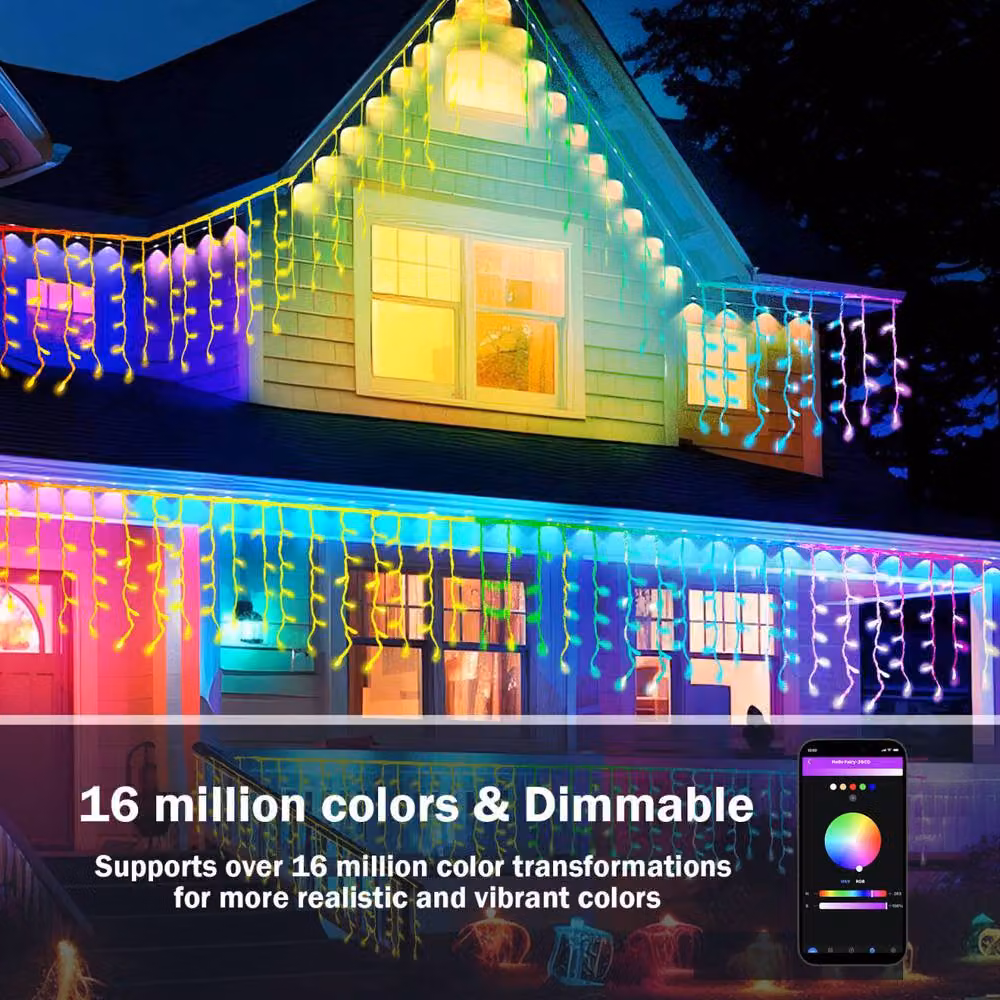 Bright Zeal 2 Pack RGB Smart Icicle Christmas Lights, 299 LED, White and Multicolour – 3