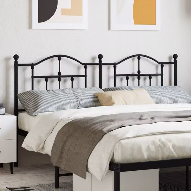 Berkfield Home Classic Metal Headboard in Black, Width: 180 cm – 1