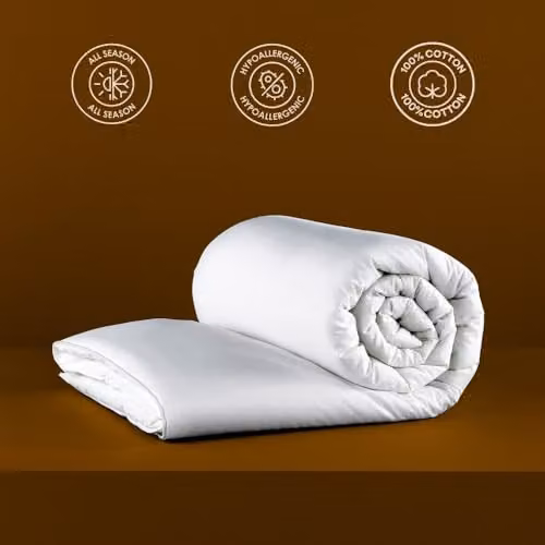 MHG Living 10.5 Tog Single All Season Duvet, White 100% Cotton Hollowfibre Hypoallergenic Quilt, W: 135 cm, L: 200 cm – 4