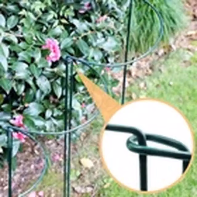 EONLION 16-Piece Round Metal Plant Support Stakes in Green