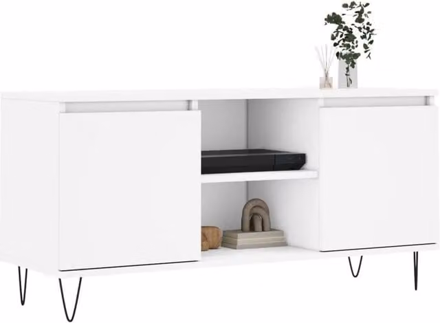 Berkfield Home Modern White TV Cabinet in Engineered Wood W/D/H: 104 x 35 x 50 cm