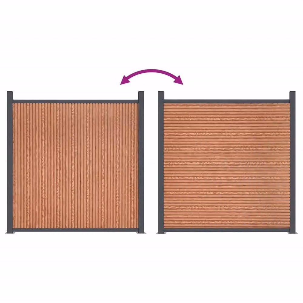 Berkfield Home Brown WPC and Aluminium Opaque Fence Panel, W: 872 cm, H: 186 cm – 2