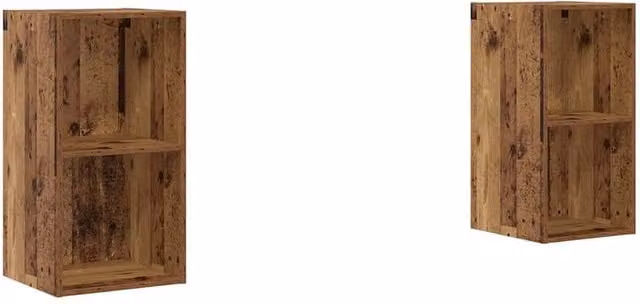 Berkfield Home Wall TV Cabinet 2 Piece Set in Brown Old Wood, W/D/H: 37 x 37 x 72 cm