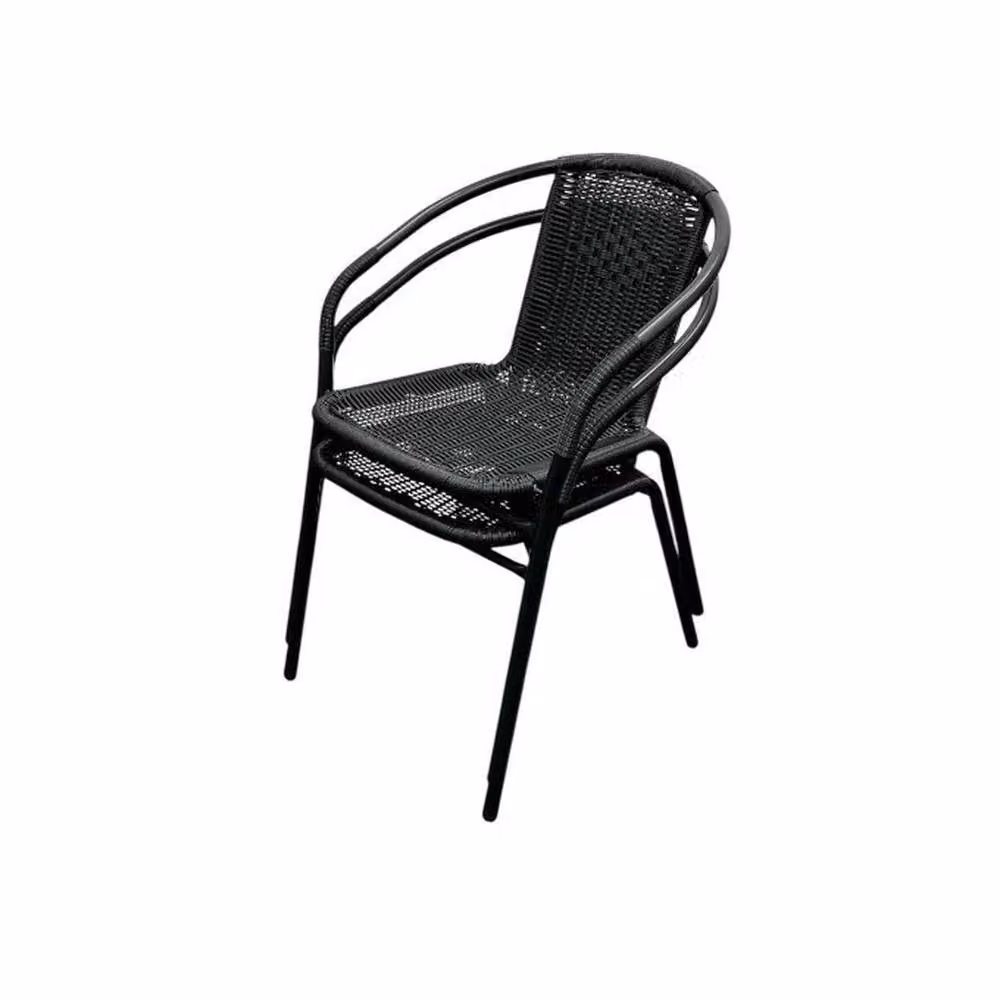 NESTLUNE Set of 2 Black Rattan Outdoor Patio Chairs – 2