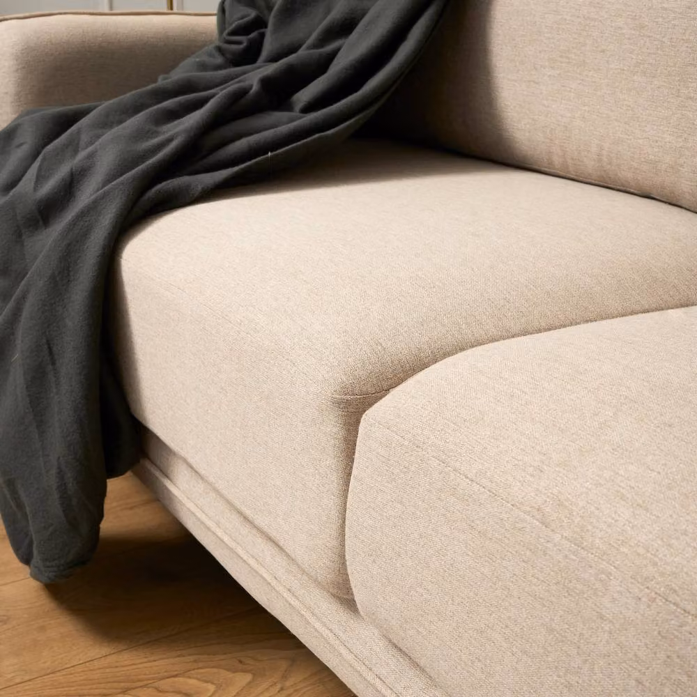Bravich LTD Brixton 3 Seater Modern Fabric Sofa with Solid Wood Frame and Metal Legs in Beige – 3