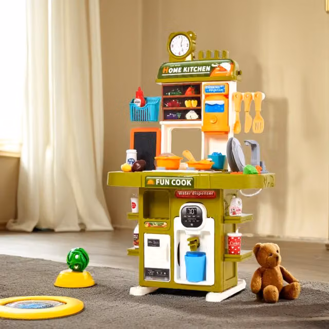 Kidkid Role Play Kitchen Playset with Water Dispenser, Green