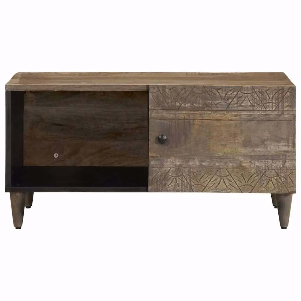 Berkfield Home Mango Wood Coffee Table in Light Grey, W: 80 cm, D: 50 cm, H: 40 cm – 2