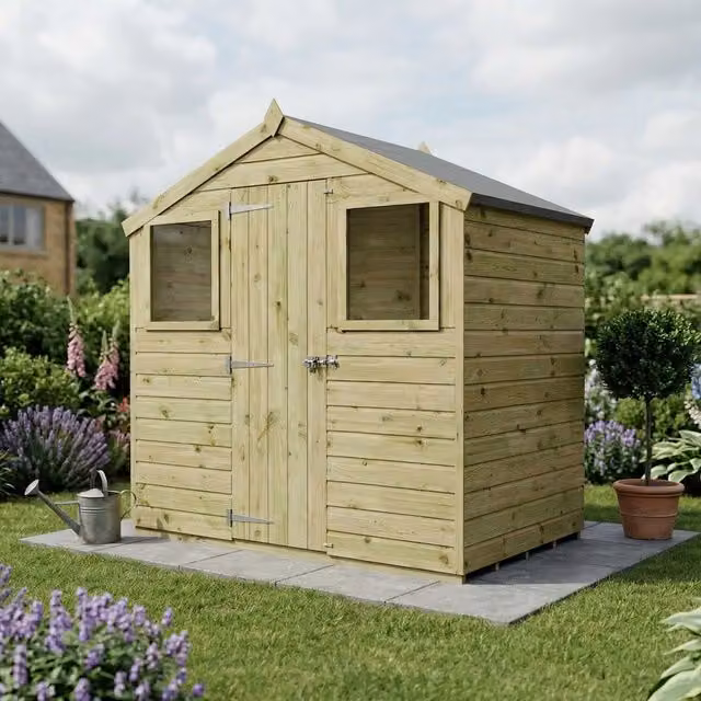 Waltons Brown Shiplap Reverse Apex Garden Storage Shed with Single Door