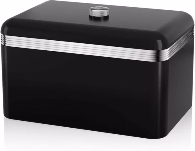 Swan Retro Metal Bread Bin in Black