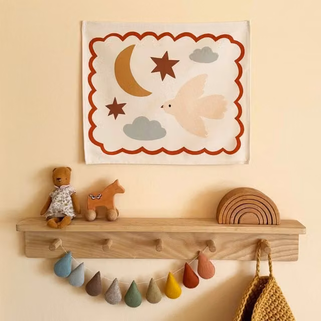 Kid of the Village Night Sky Canvas Wall Hanging for Children, Multicolour Rectangular Textile Banner, W/H: 50 x 40 cm – 1