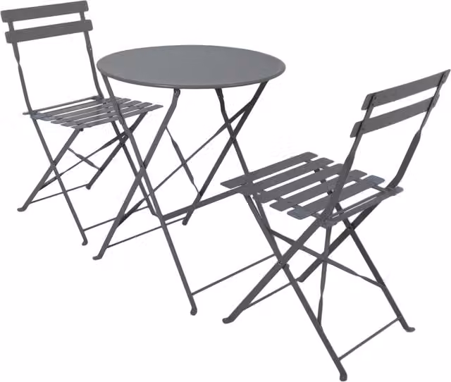 Charles Bentley 3 Piece Grey Metal Bistro Set