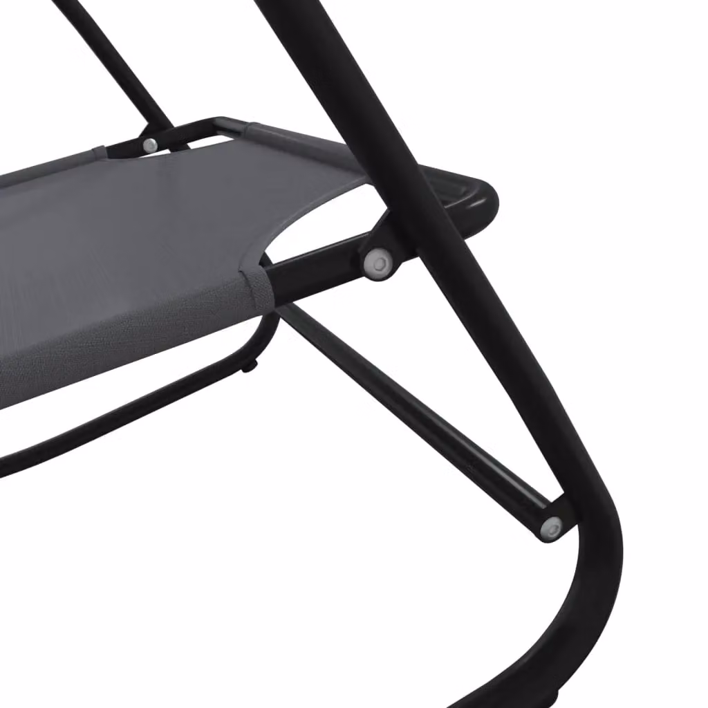 Berkfield Home Set of 2 Grey Rocking Sun Loungers with Powder Coated Steel Frame and Textilene Fabric – 5