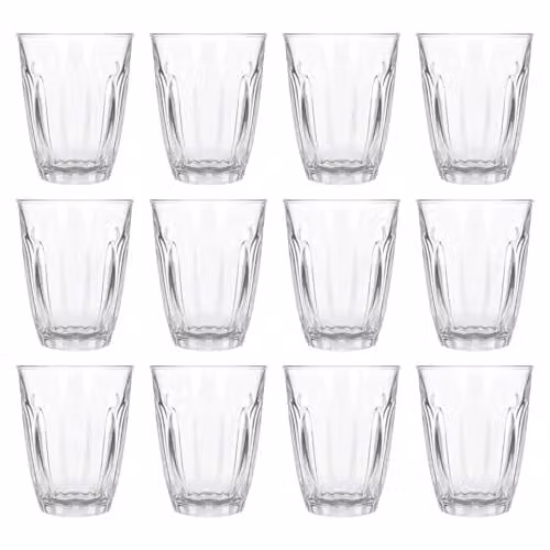 Argon Tableware Set of 12 Transparent Ribbed Fluted Glass Juice Tumblers, 125 ml