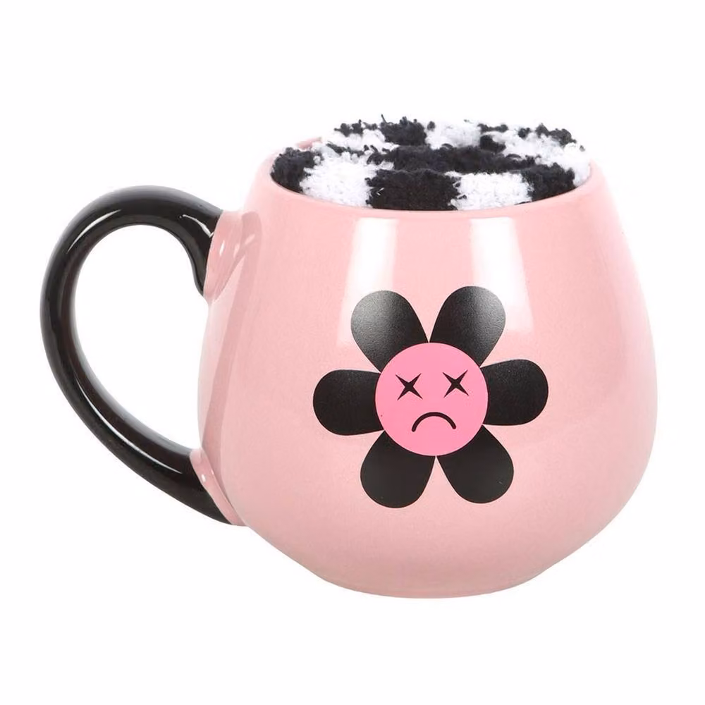Something Different Sad Flower Pink Ceramic Mug and Sock Set – 2