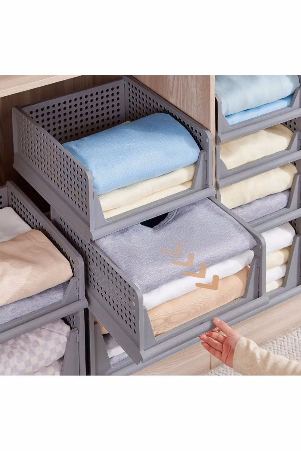 Livingandhome Foldable and Stackable Wardrobe Drawer Storage Box Organizer in Grey – 2