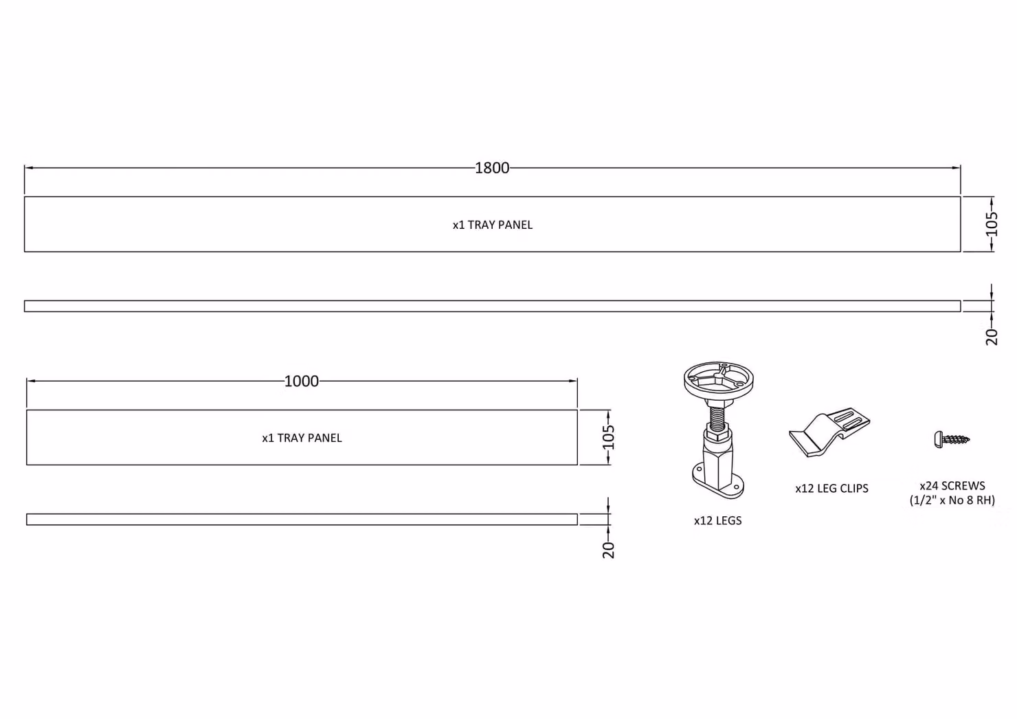 Balterley White Resin Shower Tray Leg Set and Plinth Kit